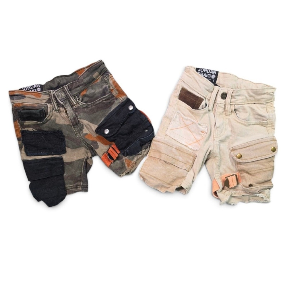 Jordan Craig Kids Utility Cargo Shorts Lot Camo & Khaki Boys Size 4